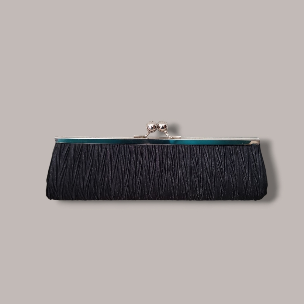 Elegant Ruched Black Clutch Bag
